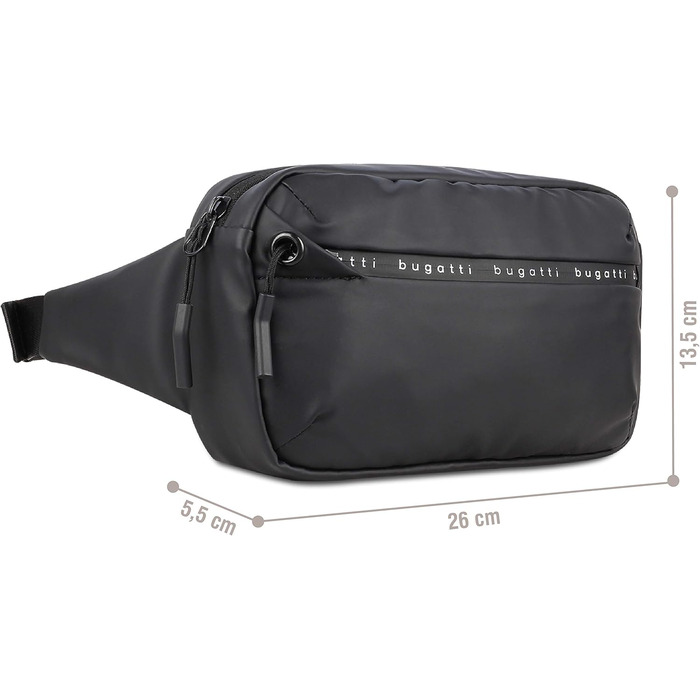 Чоловіча поясна сумка Bugatti Blanc - для подорожей, повсякденного використання та спорту (Чорна)