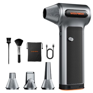 Електричний бездротовий пилосос-піскодув WOLFBOX MF200, 3-ступеневий, 4 насадки для ПК, авто, дому та вулиці