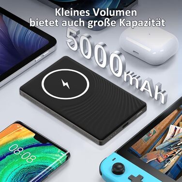 Power Bank Dbasne Магнітний, 5000mAh, PD 20W, QC 3.0, USB-C для iPhone 16/15/14/13, Travel, Outdoor