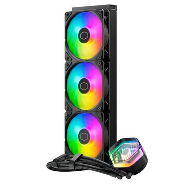 Cooler Master MasterLiquid 360 Stealth: Система водяного охолодження CPU (300W), подвійна помпа, вентилятори Mobius 120, LGA1851/1700/AM5/AM4, підтримка Atmos/Atmos 360