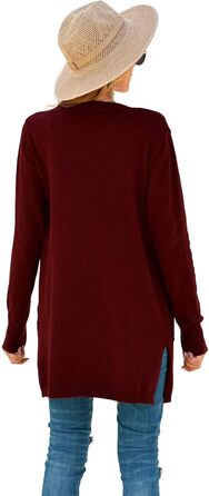 Кардиган жіночий Saodiallsu з довгими рукавами, легкий, однотонний, з кишенею (Вишневий, L)