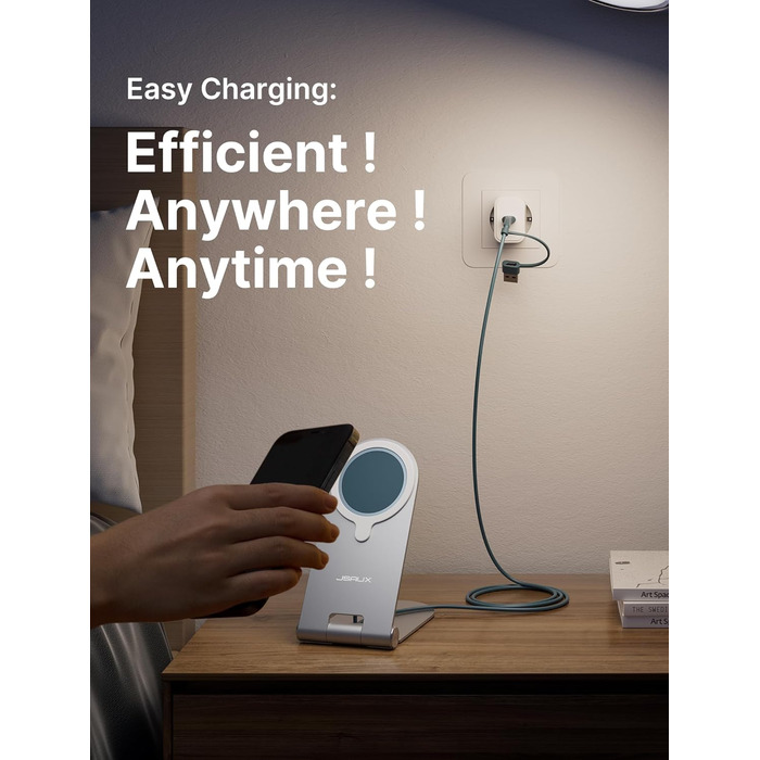 Бездротова зарядка JSAUX MagSafe 15W для iPhone 17 Air Pro Max, iPhone 16/15/14/13/12, AirPods 3/2, блакитна