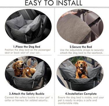 Автокрісло для собак - автокрісло-бустер для маленьких та середніх собак до 18 кг, з ременем безпеки та кишенями для зберігання, антиковзаюча підставка (смужка в морському стилі), сіре, 77x52 см