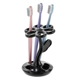 Тримач для зубних щіток та пензлів з кераміки, 6 відділень, сріблястий (чорний)