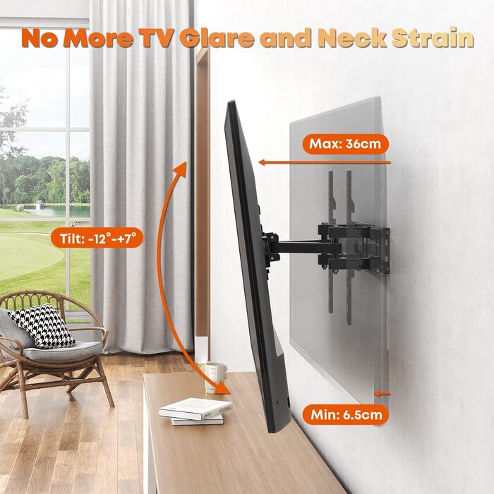 Настінне кріплення для телевізора 32-70 дюймів, поворотне, нахильне, до 50 кг, VESA 400x400 мм