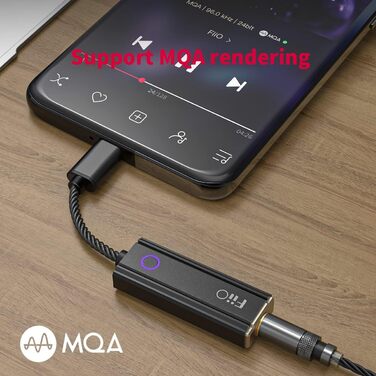 Підсилювач навушників FiiO JadeAudio KA1, USB DAC, висока роздільна здатність, 3.5 мм, без втрат, для смартфонів/PC/ноутбуків/плеєрів (Type-C, чорний)