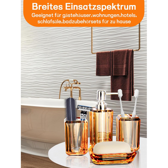 Набір аксесуарів для ванної кімнати, 4 шт. Акриловий набір для ванної: дозатор для лосьйону, стакан, тримач для зубних щіток, мильниця. Сучасний декор для ванної кімнати.