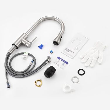 Кран кухонний CECIPA з 3 режимами, висувна лійка, поворотний на 360°, з високим виливом, нержавіюча сталь, з однією ручкою