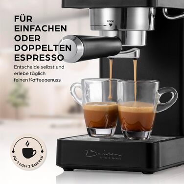 Еспресо-машина Barista Siebträger Slim: нержавіюча сталь, 20-барна помпу, термоблок, об'єм 800 мл, підігрів чашок