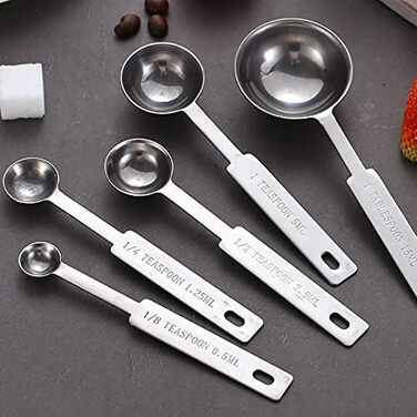 CHFYIJYHM Stackable Measuring Cups Kitchen Measuring Spoon Set Stainless Steel Teaspoon/Tablespoon Home Measuring Cups and Spoon Set (Coffee Spoon)