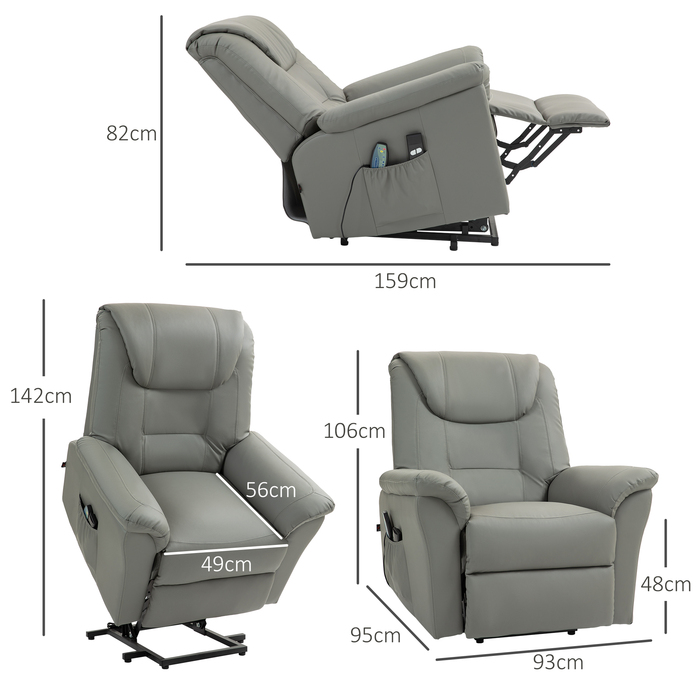HOMCOM TV Chair with Rise Assist, Electric Recliner with Lie-flat Function, Heating and Massage Function, TV Chair with Spring System | Aosom
