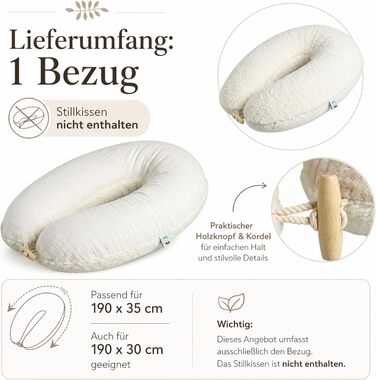 Подушка для вагітних та годування Sei Design XXL 190x35 см з мусліновим чохлом, ергономічна, з органічної бавовни