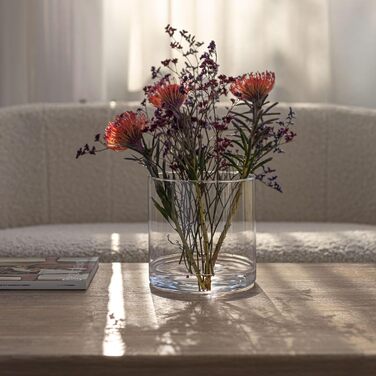 TREND Home Deko-Glass Containers 19 cm Cylinder Vase Flower Vase Candle Holder Stump Candles Candle Holders Glass Vase Floor Vase Large Decoration Wedding Transparent | Ø 19 cm | 4848 ml | Naida