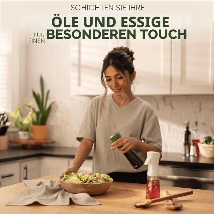 Спрей для олії FLAIROSOL Olivia, 2 шт., зелене скло, 200 мл - розпилювач для кухні, фритюрниці, салату, BBQ з контролем порцій
