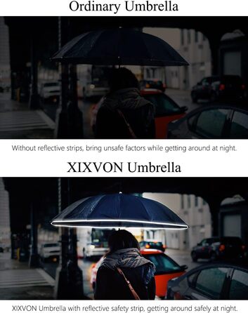 XIXVON Umbrella Pro | LSF 50+ 99% UV Protection, Reflective Safety Stripe, Stable, Windproof, Portable for Travel, Automatic | Inverted Umbrella One Size X2 Pro (White)