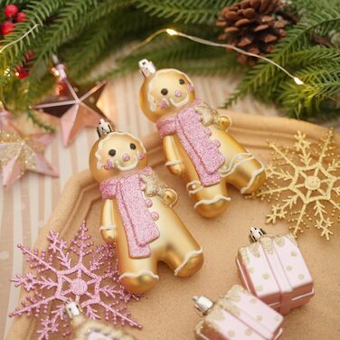 Набір прикрас на ялинку Shareconn 65 шт. - пластикові ялинкові кулі, міцні, з мотузкою, різні розміри та кольори (червоний, білий, рожевий, золотий)