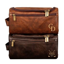 Чоловічий дорожній набір Kulturbeutel (2 шт.) з PU-шкіри, персоналізований, великий об'єм, подарунок на День батька, ювілей, День святого Валентина, бронзовий