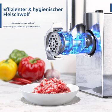 М'ясорубка електрична 2800 Вт нержавіюча сталь з насадками для ковбас та кубебе (Mg091)