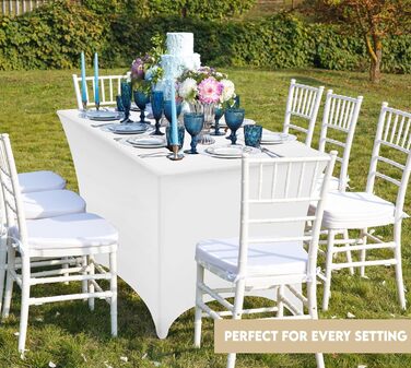 Utopia Kitchen Spandex Tablecloth 2 Pack [5FT, White] - Tight-Fitting, Precision-Fit, Washable, and Wrinkle-Free Tablecloth for Outdoor Events, Weddings, Banquets & Parties [183Lx76Wx76H] cm