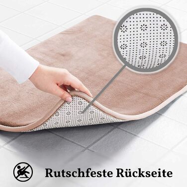 М'який килимок для ванної кімнати Wolke sieben з ефектом пам'яті (Memory Foam), протиковзкий та гігроскопічний, бежевий, 43 x 61 см