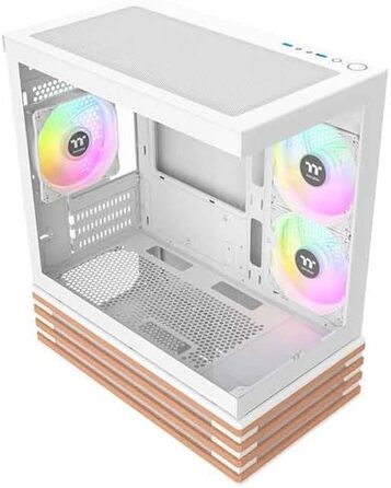Корпус Thermaltake TG ARGB Micro-Tower з темперованим склом, 3 вентилятори ARGB, підтримка водяного охолодження 240/280мм, білий (View 170 Wood, Snow)