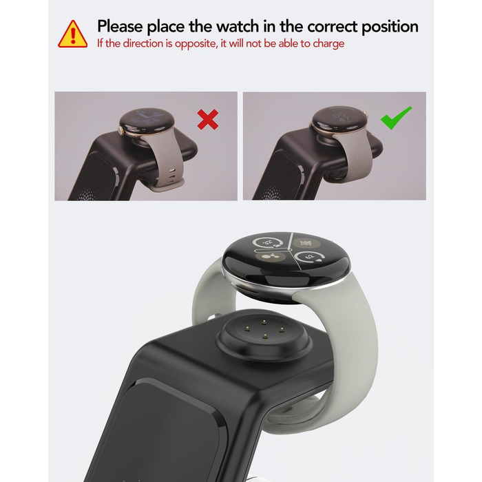 Бездротова зарядка SPGUARD для Google Pixel Watch 3/2/3 та Pixel Buds Pro2, 3-в-1, сумісна з Pixel 10/9/8/7