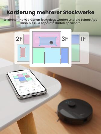 Робот-пилосос Lefant M1 з лазерною навігацією, функцією миття, 5500Pa, 8 зон заборони, керування через додаток/Alexa, для твердих підлог та шерсті тварин