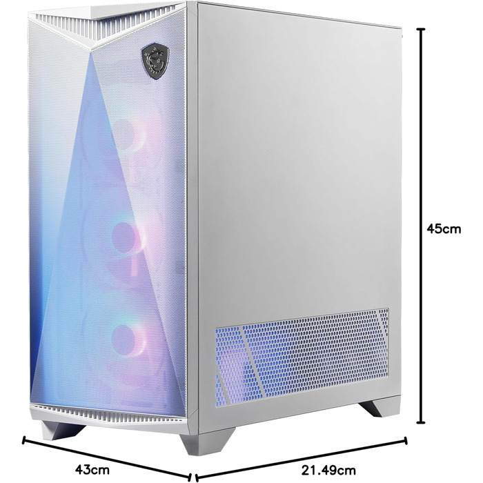 Корпус ПК MSI MPG GUNGNIR 300R Airflow White: Mid-Tower з загартованим склом, підтримка ATX/M-ATX/Mini-ITX, 4 x 120mm ARGB вентилятори, USB 3.2 Gen 2x2 Type-C