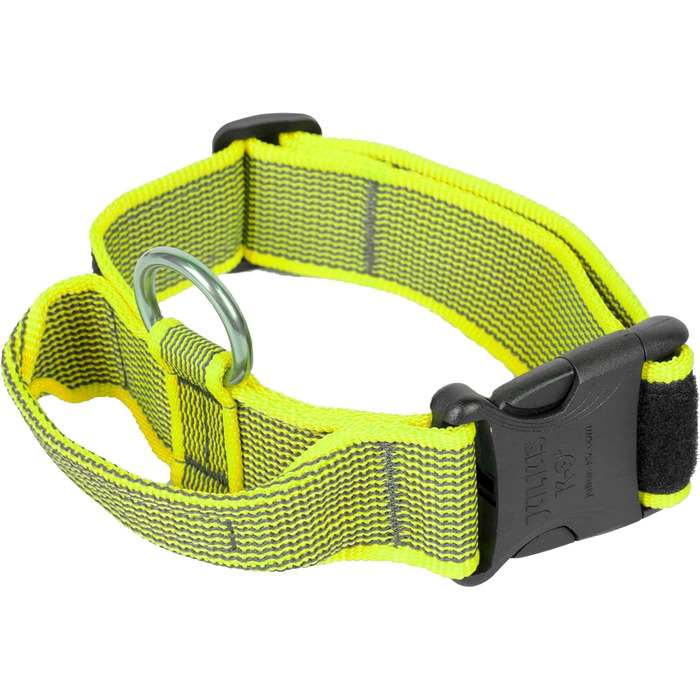 Нашийник Julius K9 200HA-K-2015 серії Color & Gray, чорно-сірий, регульований, з надійним затвором та логотипом, ширина 50 мм, розмір 49-70 см (з ручкою 40 мм, 38-53 см, неоново-сірий)