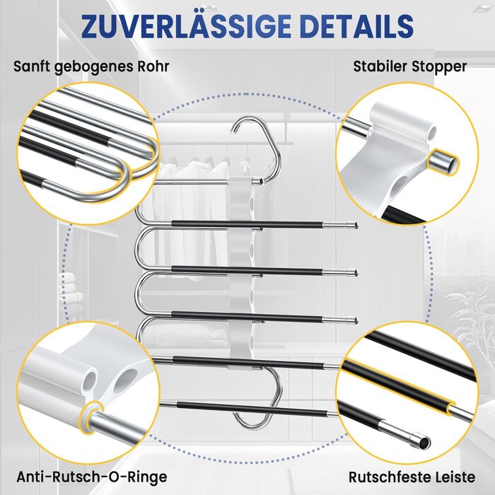 Фальшбугель для штанів DAMITA - 2 шт. (білий) - фальшбугель, органайзер для шафи, штани, джинси, спідниці, шарфи, для жінок та чоловіків