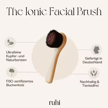 RUHI Monastery Brush Face/Copper Brush/Face Brush Copper, natural bristles & plastic-free for dry brushing massage/made in DE/Ionic Dry Brush Face/FSC-certified beechwood