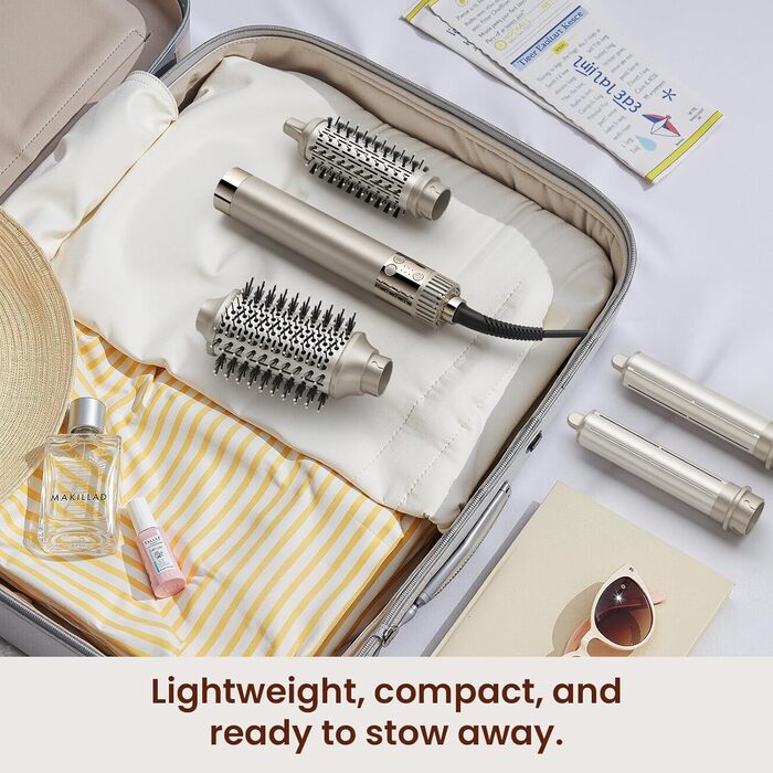 5-в-1 Airstyler: Іонний фен, локони, об'єм та випрямлення без шкоди для волосся | Легкий, для дому, Champagner Gold