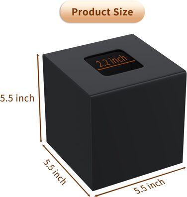 AITEE Acrylic Tissue Box Cover: Black square tissue holder, napkin dispenser for home, bathroom, kitchen, bedroom, office, coffee table, restaurant