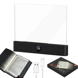LED ліхтарик для читання Wiederaufladbare, прозора, з 3 режимами та таймером, диммувальна плоска лампа для книг, подарунок для читачів та студентів (Чорний)