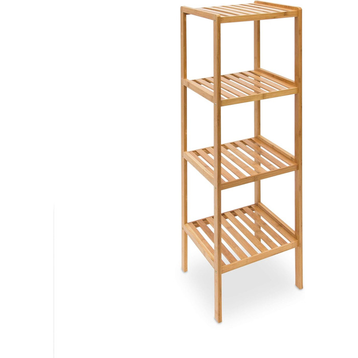 Relaxdays Bamboo Shelf, Standing Shelf for Bathroom & Kitchen, Bamboo Shelf with 4 Open Shelves, WHD 110 x 34 x 33 cm, Natural, Brown