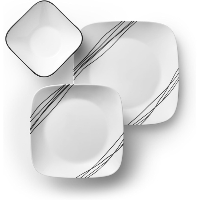 Corelle Сервіз для 6 осіб (18 предметів), чорно-білий, з малюнком 