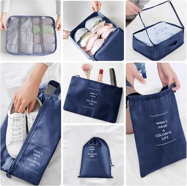 Органайзер для валізи, набір 10 шт. (Packing Cubes) - аксесуари для подорожей, темно-синій