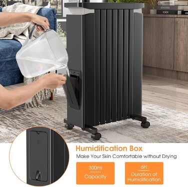 RELAX4LIFE Oil Radiator 1500W, Electric Heater with 7 Fins & 3 Heat Settings & Towel Rail, Electric Heater Energy-Saving, Electric Heater Overheat Protection & Tip-Over Protection, 5-35° C (Black)