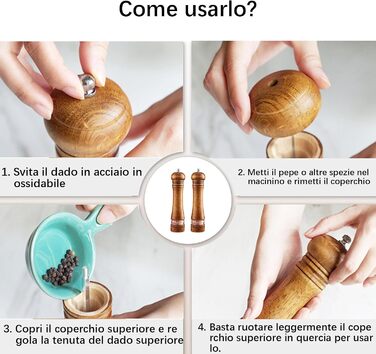 Двосекційна дерев'яна мельниця для солі та перцю з регульованим керамічним жорном та акриловим вікном, велика для перцю, морської солі та спецій