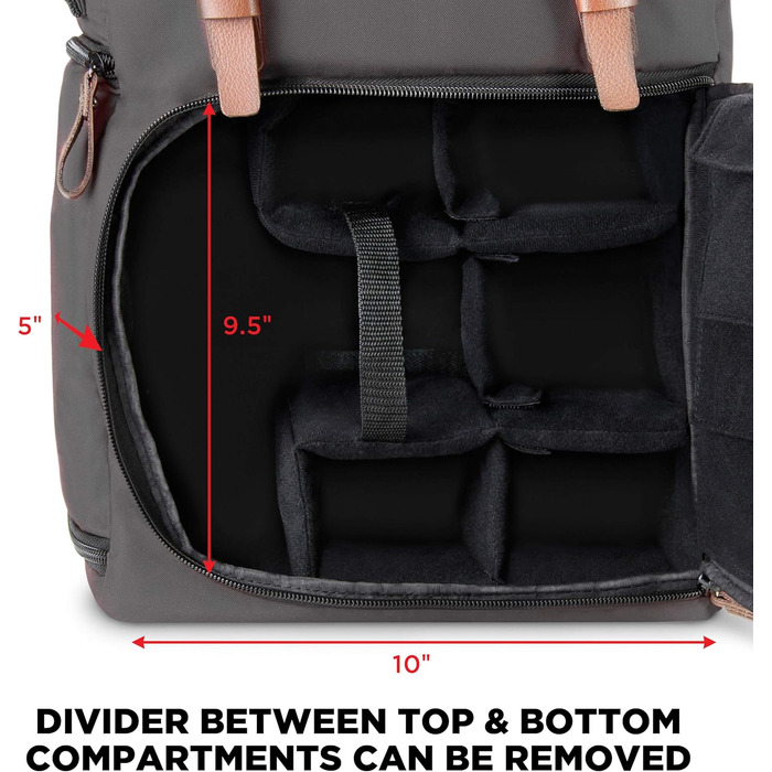 GOgroove Рюкзак для камери: DSLR рюкзак для подорожей, з відділенням для ноутбука та штатива, водонепроникний, сірий