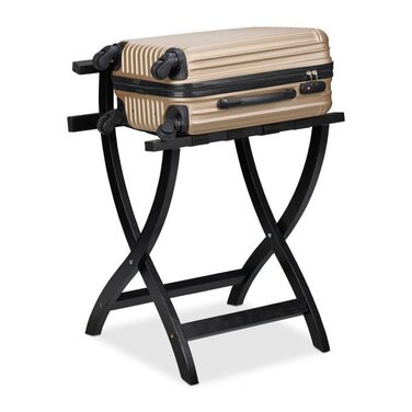 Relaxdays Black Suitcase Stand with Wall Protection
