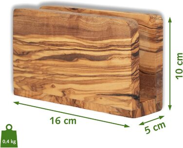 High-quality napkin holder made of sustainable olive wood from NATUREHOME – Exclusive, durable, and eco-friendly napkin dispenser wood standing 16 x 10 x 5 cm