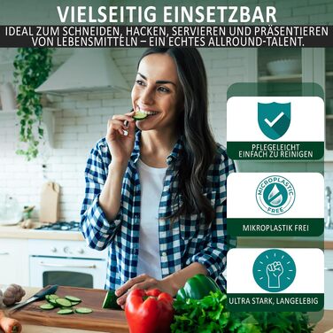 Великий обрізна дошка з дерева акації EndlessFresh (39x25 см) з жолобом для соку, ручкою та ніжками — преміум кухонна дошка для нарізки