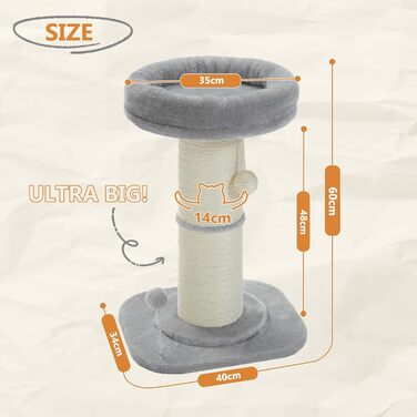 Котячий когтетоп PAWZ Road: високий, з м'яким ліжком та іграшкою, діаметр 14 см