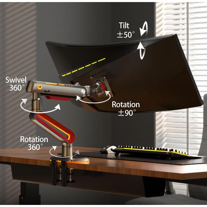 Кріплення для монітора 32-60 дюймів Ultrawide, до 20 кг, VESA 75/100 мм (Червоний)