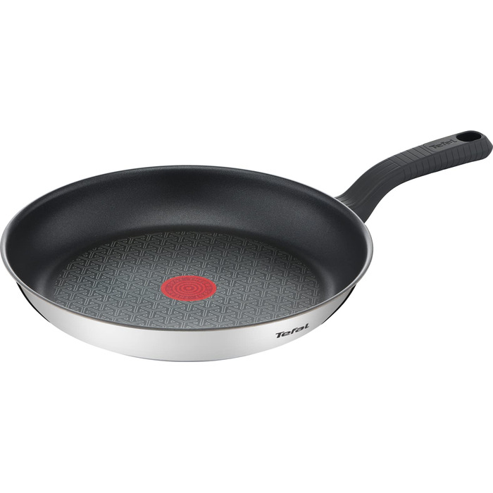 Сковорода Tefal Comfort Max 26 см з нержавіючої сталі з термоспотом та антипригарним покриттям, для індукційних плит, чорно-срібна