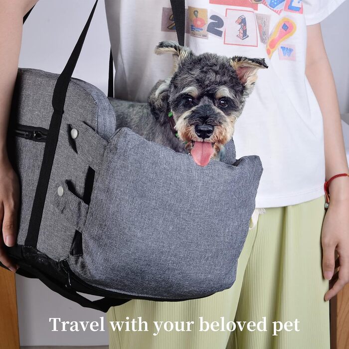 Автокрісло для собак Litthing: підставка на консоль для тварин з кріпленням на липучках та регульованими ременями, знімний та пральний чохол для маленьких собак та котів