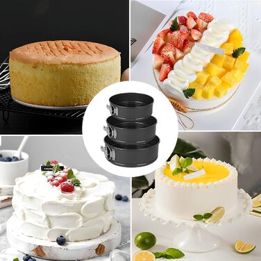 Набір форм для випічки: квадратні, круглі, 20/22/24 см, чорний метал, знімний дно, антипригарне покриття