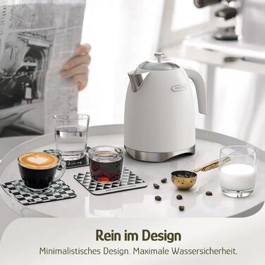 Електричний чайник Hazel Quinn Schneller 2200 Вт, 1.7л, нержавіюча сталь 304, перловий білий, з функцією швидкого кип'ятіння, автоматичним вимкненням та захистом від сухого кип'ятіння, вінтажний дизайн, BPA-free