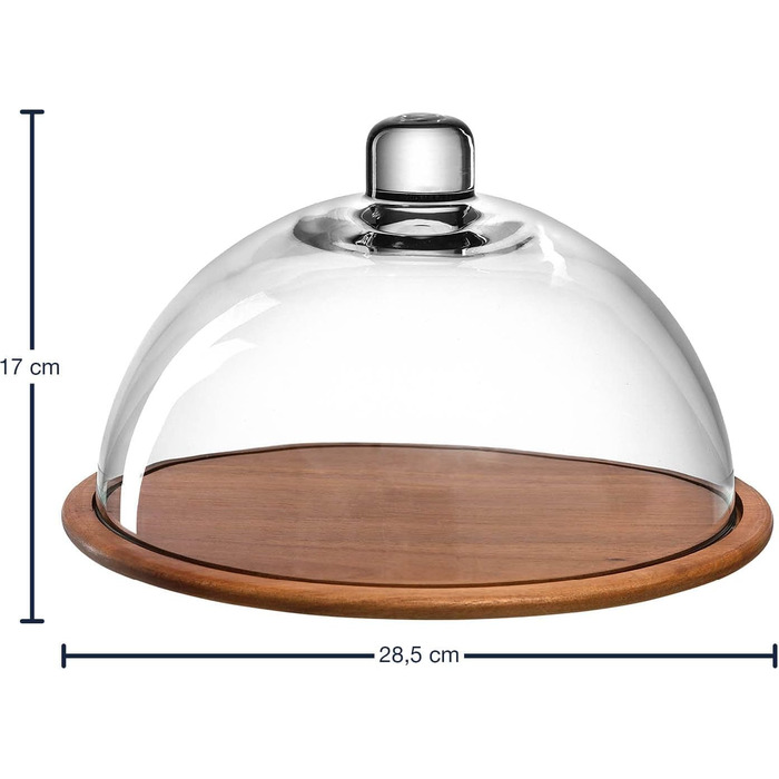 LEONARDO HOME Wooden Cheese Board and Glass Cloche, Cheese Board with Glass Dome, 2-Piece Set, Ø 280 mm, 018519